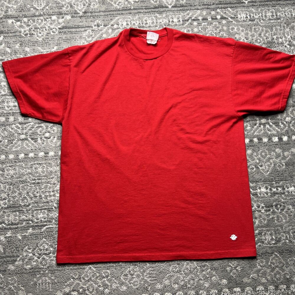 Vintage JERZEES Heavyweight Red Blank T Shirt Men’s XL Logo 50/50 Blend